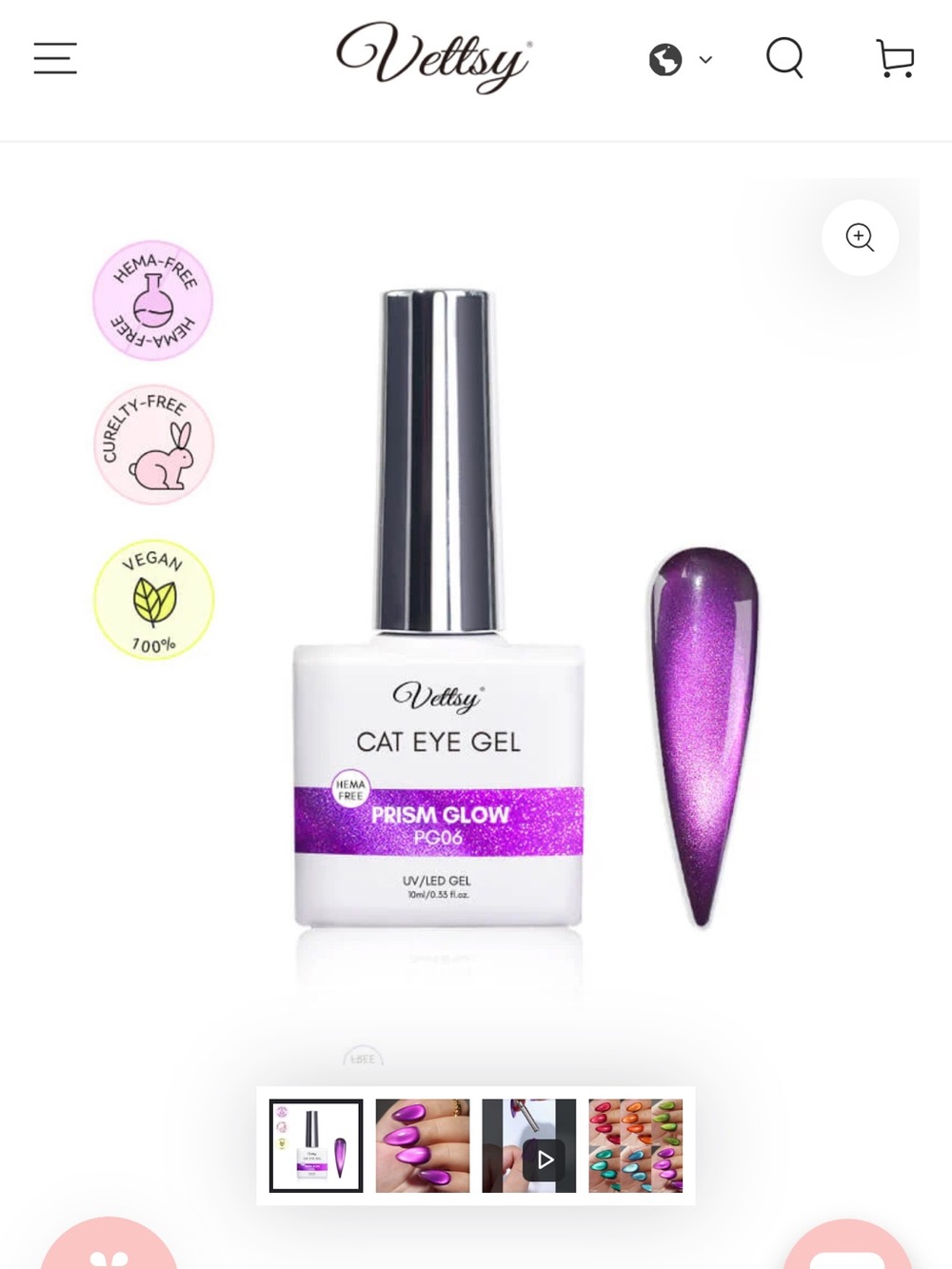 Vettsy Prism Glow Cat Eye Gel in PG06 .55 fl oz New